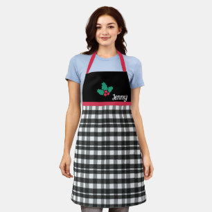 Elegante Karierte Weihnachtsfeiertage - Black & Wh Schürze