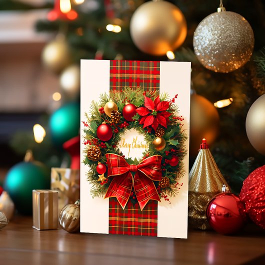 Elegante Karierte Weihnachtskreidekarte Karte
