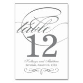 Elegante Karkohle Gray Calligraphy Wedding Monogra Tischnummer (Vorderseite)