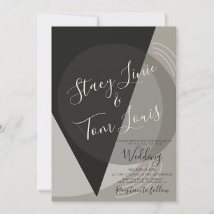 Elegante Karkohle Gray geometrische Hochzeit Einladung