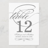 Elegante Karkohle-Kalligrafie-Hochzeit-Tischnummer Einladung (Vorderseite)