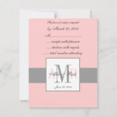 Elegante Karkohle Rosa Monogram Wedding RSVP Karte (Rückseite)