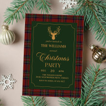 Elegante Karo-Weihnachtsfeier-Einladung