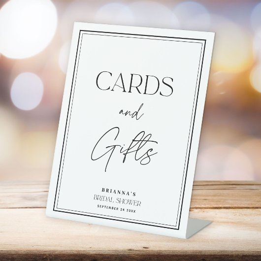 Elegante Karten und Geschenke Schwarz-Weiß-Brautpa Sockelschild