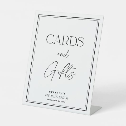 Elegante Karten und Geschenke Schwarz-Weiß-Brautpa Sockelschild (Vorderseite)