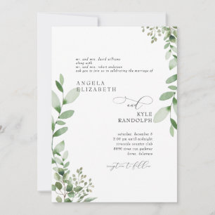 Elegante kaskadierende Grünpflanzen Hochzeit Beide Einladung