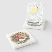 Elegante Kastanie Weihnachtsfest Steinuntersetzer (Seitenansicht)