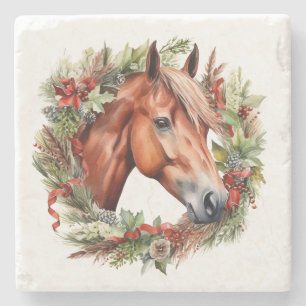 Elegante Kastanie Weihnachtsfest Steinuntersetzer