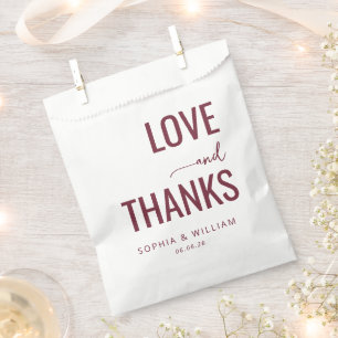 Elegante kastanienbraune Liebe Danke Geschenktütchen