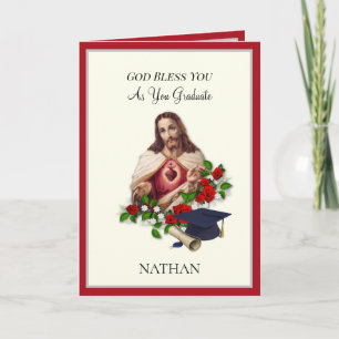 Elegante katholische Abschlussfeier Sacred Heart R Karte