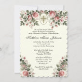 Elegante katholische Blumenhochzeit und Empfang Einladung (Vorderseite)