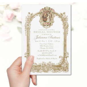 Elegante katholische Bridal Shower Gold Floral Ein Einladung