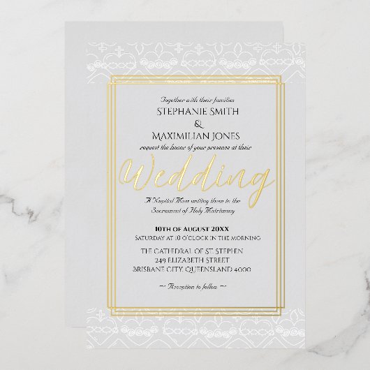 Elegante katholische Einladung zur Hochzeit (Vorderseite/Rückseite)