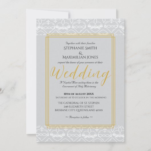 Elegante katholische Einladung zur Hochzeit (Vorderseite)