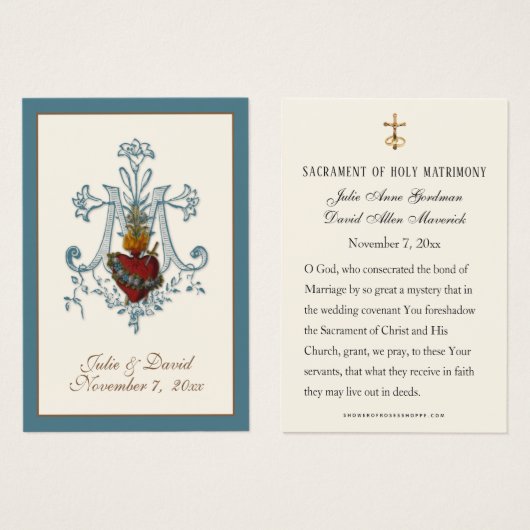 Elegante katholische Gastgeschenk Hochzeit Card (Vorne & Hinten)