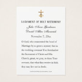 Elegante katholische Gastgeschenk Hochzeit Card (Rückseite)
