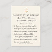 Elegante katholische Gastgeschenk Hochzeit Card Platzkarte (Rückseite)