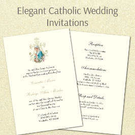 Elegante katholische gesegnete Mary Floral Wedding Einladung