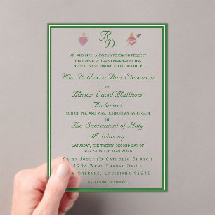 Elegante katholische Hochzeitseinladung mit zwei H Acryleinladungen