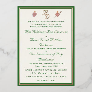 Elegante katholische Hochzeitseinladung mit zwei H Folieneinladung