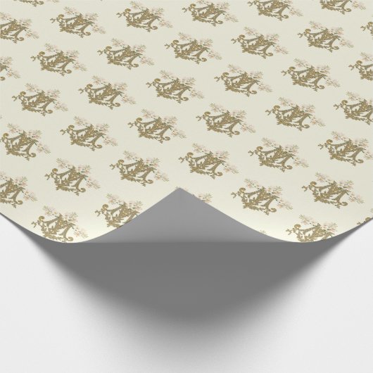 Elegante katholische Jungfrau Mary Gold Marian Cro Geschenkpapier (Ecke)