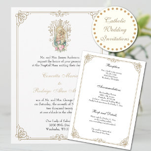 Elegante katholische Mary & Jesus Hochzeit  Einladung