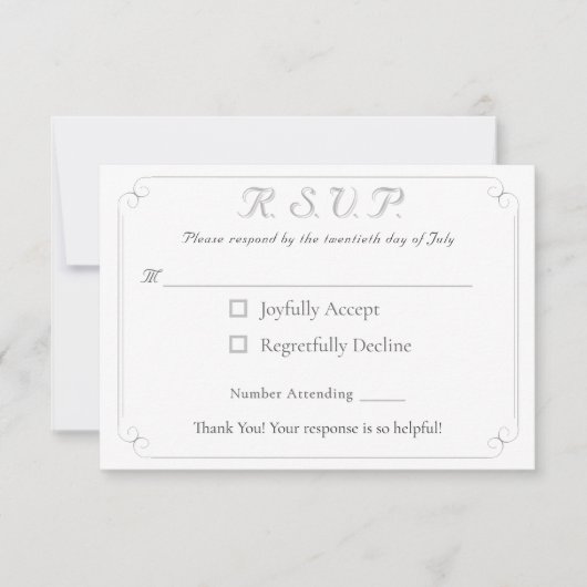 Elegante katholische Mit Monogramm Hochzeitsaktion RSVP Karte (Vorderseite)