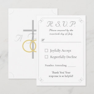 Elegante katholische Mit Monogramm Hochzeitsaktion RSVP Karte