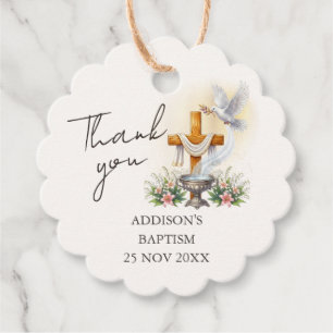 Elegante katholische Tauf-Dankeschön-Verpackung Geschenkanhänger