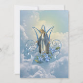 Elegante katholische Taufe Mary Blue Floral Einladung (Rückseite)