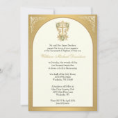 Elegante katholische Taufe Mary Jesus Gold Einladung (Vorderseite)