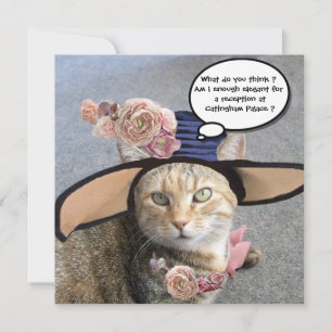 ELEGANTE KATZE,GROSSE DIVA HAT UND ROSE GEBURTSTAG EINLADUNG