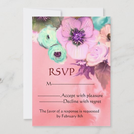 ELEGANTE KATZE,GROSSE DIVA HAT UND ROSE VALENTIN-U EINLADUNG (Rückseite)