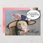 ELEGANTE KATZE,GROSSE DIVA HAT UND ROSE VALENTIN-U EINLADUNG (Vorne/Hinten)