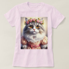 Elegante Katze in rosa Viktorianisches Kleid T-Shirt