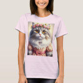 Elegante Katze in rosa Viktorianisches Kleid T-Shirt (Vorderseite)