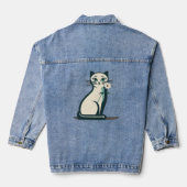 Elegante Katze mit delikater Blume Jeansjacke (Rückseite)