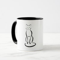 Elegante Katze mit der grüne Augen-Tasse