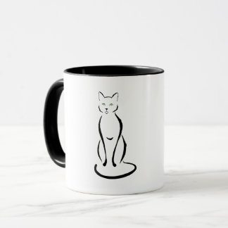 Elegante Katze mit der grüne Augen-Tasse Tasse