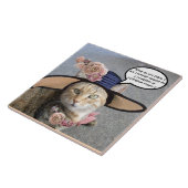 ELEGANTE KATZE MIT DIVA HAT, PINK ROSES Mutter Day Fliese (Seite)