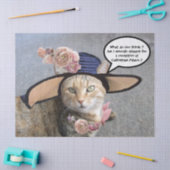 ELEGANTE KATZE MIT DIVA HAT, PINK ROSES Mutter Day Seidenpapier (Basteln)