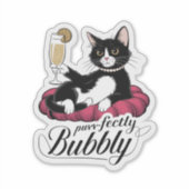 Elegante Katze mit französischem 75 Cocktail - Kla Aufkleber (Vorderseite)