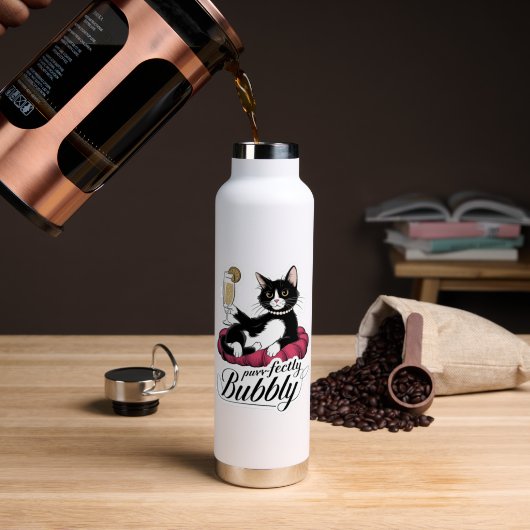 Elegante Katze mit französischem 75 Cocktail - Kla Trinkflasche (Kaffee (gedreht))