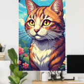 Elegante Katze mit glitzernden goldenen Augen Poster (Heimbüro)