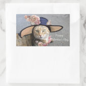 ELEGANTE KATZE MIT GROSSEM DIVA HAT,PINK ROSES RECHTECKIGER AUFKLEBER (Tasche)