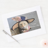 ELEGANTE KATZE MIT GROSSEM DIVA HAT,PINK ROSES RECHTECKIGER AUFKLEBER (Umschlag)