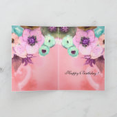 ELEGANTE KATZE MIT GROSSEM DIVA HAT, PINKROSE Gebu Karte (Innenseite)