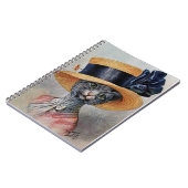 Elegante Katze mit Hat Spiral Notebook Notizblock (Linke Seite)