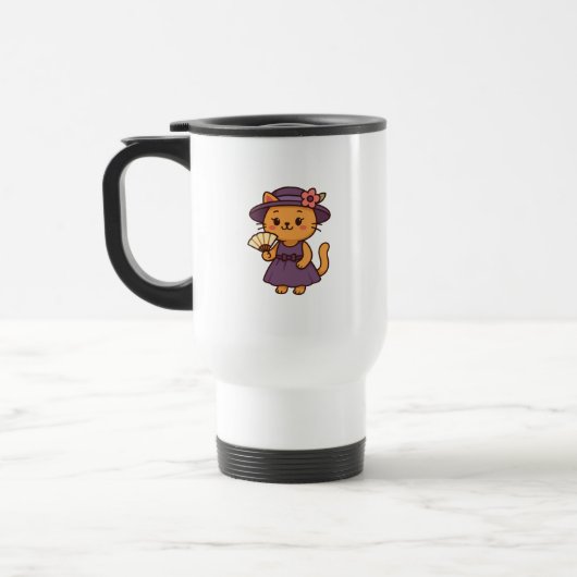 Elegante Katze mit Ventilator-Tasse Reisebecher (Links)