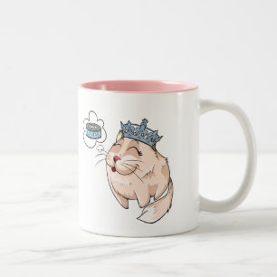 Elegante Katze träumt von Kaviar  Zweifarbige Tasse